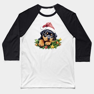 Lazy Rottweiler Dog at Christmas Baseball T-Shirt